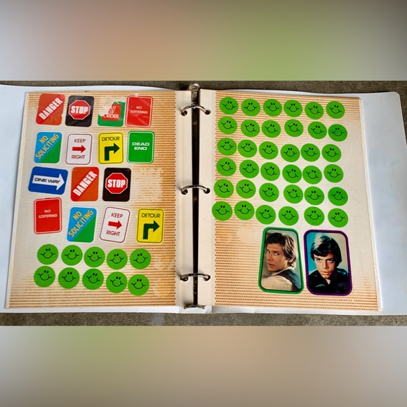 c. 1983 Vtg Hard Plastic 3 Ring Binder Sticker Collection Album - Picture 7 of 13